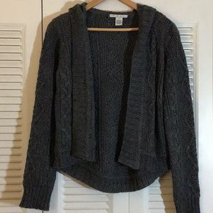 CAbi gray hooded cardigan sweater